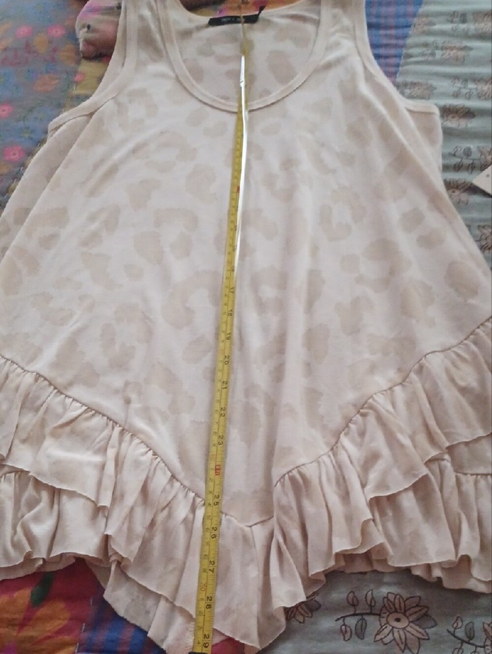 Doe & Rae Cream Leopard Print Ruffle Top - Picture 4 of 6
